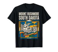 Mount Rushmore Drapeau du Dakota du Sud Art rétro T-Shirt