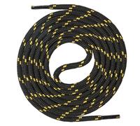 Mount Swiss Lacets ronds noir et jaune 130 cm - 4,5 mm épais - robustes sans nœud - chaussures sécurité, bottes, randonnée, trekking, travail - embouts anti-effilochage - usage pro
