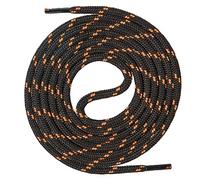 Mount Swiss Lacets ronds noir et orange fluo 90 cm - 4,5 mm épais - robustes sans nœud - chaussures sécurité, bottes, randonnée, trekking, travail - embouts anti-effilochage - usage pro
