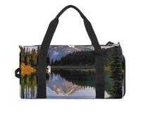 Mountain And Lake Pictures Sac de sport pour homme et femme résistant à l'eau Sac de voyage léger pour les voyages et le sport, blanc, taille unique, blanc, Taille unique