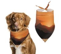 Mountain and Water at Sunset Bandana triangulaire pour chien en polyester lavable - Bavoirs mignons pour animaux de compagnie - Pour chiens de taille moyenne et grande - Chiots et chats