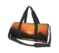 Mountain and water at sunset - Sac de voyage rond pliable pour le week-end, le week-end, le sport, la gym, noir, taille unique, Noir , Taille unique