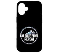 Mountain Biking Cyclist Eat Sleep Pedal Repeat Coque pour iPhone 16