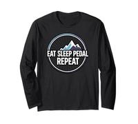 Mountain Biking Cyclist Eat Sleep Pedal Repeat Manche Longue