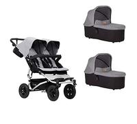 Mountain Buggy Duet Poussette Buggy V3 de siège double + 2 nacelles - Argent