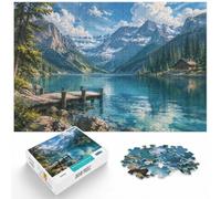 Mountain Cabin by The Lake Puzzle À Motif 1000pcs (52x38cm) pour Passionnés | Comme idée cadeau de Noël : ce puzzle adulte 1000 pièces crée un moment puzzle pendant les journées froides.