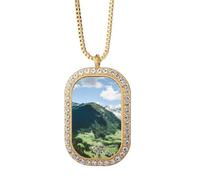 Mountain City Collier avec pendentif nuages et ciel bleu