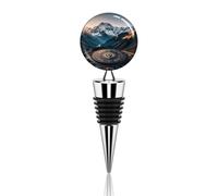 Mountain Compass Bouchons de bouteille de vin avec joint en silicone, scellant décoratif pour bouteille de vin, bouchons de champagne, bouchons de vin réutilisables en alliage de zinc pour cadeaux de