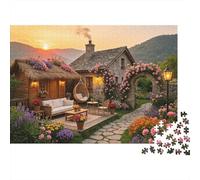 Mountain Cottage Jigsaw Jigsaw Puzzle 1000 Piècess Recycled Material Garden Art Jigsaw Puzzles for Garçons et Filles Ages 6 Years Up Défi de Jeu Éducatif Parent Child Toy 52x38cm/1000pcs