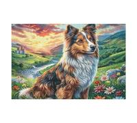 Mountain Cute Shetland SheepChien 1000 Pièces Puzzle pour Ado en Carton Haute Qualité Épais Facile Débutant Jeu De Société Cadeau Fête des Pères Petit Prix Qualité Premium 1000 PCS/75x50cm