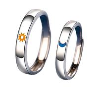 Mountain Eachother For Sun And Moon Couple Rings Female Hand Ornaments Men And Women Open Commémorative Gi