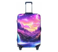 Mountain Falls Milky Way Starry Night Sky Housse de protection élastique pour valise de voyage Motif rayures, Noir , M