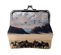 Mountain Farm Horses Petite trousse de maquillage pour sac à main, mini trousse de maquillage portable, pour salle de sport et usage quotidien, Noir , Taille unique, Pochette à monnaie