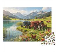 Mountain Farm Jigsaw Puzzles 1000Pc Recycled Material Retro Tractor Puzzle pour Boy & Girl Amusant Present & Activity pour Home Ideal pour Child‘s Birthday Gift 52x38cm/1000pcs