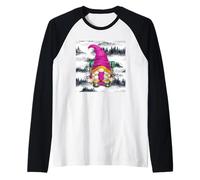 Mountain Hike GNOME with Pine Tree Pattern for Hiking Mom Manche Raglan