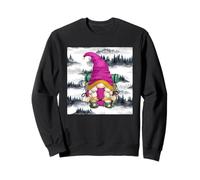 Mountain Hike GNOME with Pine Tree Pattern for Hiking Mom Sweatshirt