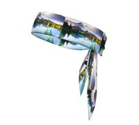 Mountain Lake View Sunny Day Nature Printing One-Pack Tie Headbands Moisture Athletic Sports Head Band For Men and Women