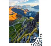 Mountain Lake Vista Puzzle Mountain Scenery 1000 Éléments Papier Résistant pour Adolescents Anti-Stress Coupe Précise Activité Parent-Enfant Cadeau De Noël Haute Qualité 52x38cm/1000pcs