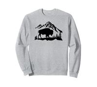 Mountain Landscape Buffalo American Bison Western Sweatshirt