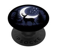Mountain Landscape Deer Wild Wildlife Nature Moon Night PopSockets PopGrip Adhésif