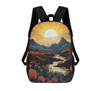 Mountain Landscape with River And Flowers Sacs À Dos Pour Enfants, Sac À Dos Scolaire, Sac À Dos Imprimé En 3D Pour Enfants, Sac À Dos De Voyage, Sac À Livres, Sac D'école Pour Enfants 17inch