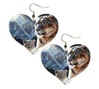 Mountain Lions - Boucles d'oreilles pendantes légères en cuir - En forme de cœur - Pour femme