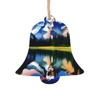 Mountain Majesty Lot de 4 pendentifs décoratifs en bois en forme de cloche pour arbre, mur et porte - Style vintage