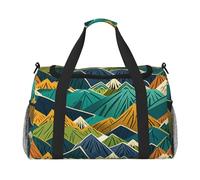 Mountain Melodies - Sac de voyage imprimé pour homme et femme, sacs de voyage pliables et sac fourre-tout spacieux pour le rangement des articles de toilette, bagages, articles personnels, noir