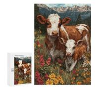 Mountain Pasture Cows Flowers Puzzle 1000 Pièces Educa Jouet en Bois Cadeau Unique Décoration Intérieure Jeu Éducatif Challenge Toy Adultes Et Enfants À Partir De 14 Ans 300 PCS