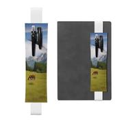 Mountain Pasture - Porte-stylo en cuir synthétique pour ordinateur portable, marque-page amovible, élastique - Peut contenir 2 à 3 stylos, blanc
