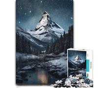 Mountain Peak Snow Night Puzzle en Bois Classique 500 pièces pour Adultes | Le tri par couleurs et formes: un loisir seul ou à plusieurs le w nd.