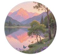 Mountain Peaks And Trees by The Lake Puzzle 1000 Pièces Cadeau Unique Scenery Jeu Éducatif Défi Jouet À De Qualité Supérieure Peinture Art Pour Adultes Et Enfants À Partir De 14 Ans 1000pcs (67.5x67.5