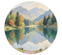 Mountain Peaks And Trees by The Lake Puzzle 1000 Pièces Cadeau Unique Scenery Jeu Éducatif Défi Jouet À De Qualité Supérieure Peinture Art Pour Adultes Et Enfants À Partir De 14 Ans 1000pcs (67.5x67.5