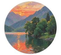 Mountain Peaks and Trees by The Lake Puzzles 1000 Pieces Cadeau Unique Scenery Jeu Éducatif Défi Jouet À De Qualité Supérieure Peinture Art pour Adultes Et Enfants 1000pcs (67.5x67.5cm)