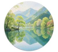 Mountain Peaks And Trees by The Lake Puzzles 1000 Pieces Cadeau Unique Scenery Jeu Éducatif Défi Jouet À De Qualité Supérieure Peinture Art Pour Adultes Et Enfants À Partir De 14 Ans 1000pcs (67.5x67.