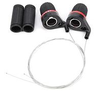 Mountain Poignée de Dérailleur Vitesse Vélo, Manette Montagne Torsion Transmission Changement pour VTT Levier Twist Grip Frein Cyclisme 1 Paire Manettes à Shift rouge et Noir Apparence Élégante