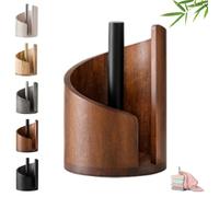 Mountain Porte-serviettes en papier avec base ronde en bois de manguier et support en fer, porte-serviettes en bois, se déchire à une main, peut contenir des rouleaux Jumbo et Mega (marron)