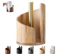 Mountain Porte-serviettes en papier avec base ronde en bois de manguier et support en fer, se déchire sans effort à une main pour cuisine, salle de bain, support de serviettes en papier en bois (#B)