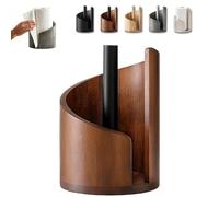 Mountain Porte-serviettes en papier avec base ronde en bois de manguier et support en fer - Support de papier essuie-tout en bois 2026, design en spirale, se déchire sans effort à une main, convient