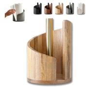 Mountain Porte-serviettes en papier avec base ronde en bois de manguier et support en fer - Support de papier essuie-tout en bois 2026, design en spirale, se déchire sans effort à une main, convient