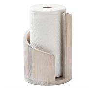 Mountain Porte-serviettes en papier de 16,5 cm de haut avec base ronde en bois de manguier et support en fer pour la maison (blanc)