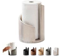 Mountain Porte-serviettes en papier de comptoir avec base ronde en bois de manguier sans effort à une main, peut contenir des rouleaux Jumbo et Mega pour la maison (beige)