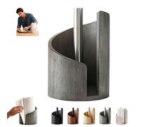 Mountain Porte-serviettes en papier de comptoir avec base ronde en bois de manguier sans effort à une main, peut contenir des rouleaux Jumbo et Mega pour la maison (gris)