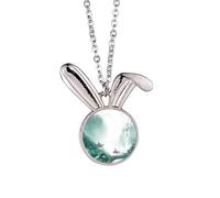 Mountain Rain Mo Collier avec pendentif lapin chinois aquarelle