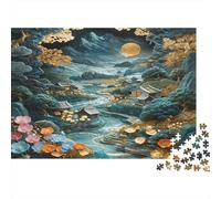 Mountain River Puzzle 1000 Pièces Recyclable Paper Oil Painting Puzzle for Adultees Amusant and Challenging Jeu Familial Gift for Men‘s Birthday 38x26cm/1000Ps
