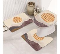 Mountain Sun Lot de 3 tapis de salle de bain + tapis contour + housse de siège de toilette, lavable en machine, antidérapant en microfibre douce pour baignoire, douche