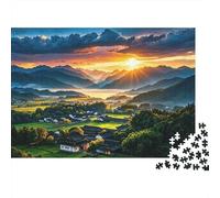 Mountain Sunrise Puzzles 1000 pièces Matériau recyclé Nature Scenery Adult Jigsaws Developing Garçons et Filles‘s Intelligence Jeu Parent-Enfant Activity 38x26cm/1000pcs