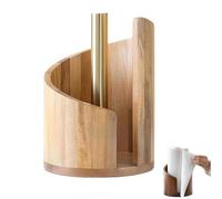 Mountain Support en bois pour serviettes en papier avec base en fer, fonctionnement à une main, compatible avec les rouleaux jumbo modernes pour comptoir de cuisine et salle de bain (naturel)