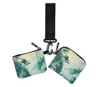Mountain Tree Green Illustration Lot de 2 porte-monnaie pour femme avec fermeture éclair et poche à fermeture éclair pour le travail et les voyages