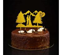 Mountain Trees Décorations de gâteau Mr & Mrs Personnaliser Nom de famille Date Est Silhouette Romance Mariée & Groom Cake Topper pour enterrement de vie de jeune fille Décorations de mariage Cadeaux